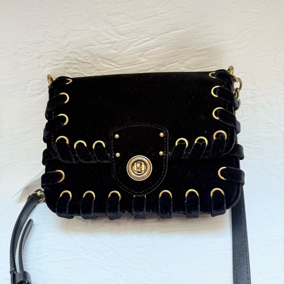 Lauren Ralph Lauren Millbrook Black Velvet Crossbody with Gold Accents - Picture 4 of 14